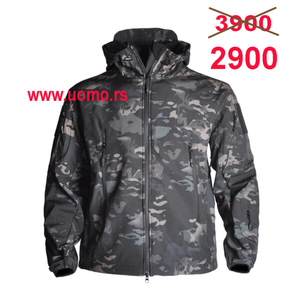 Jakna SOFT SHELL BLACK MULTICAM