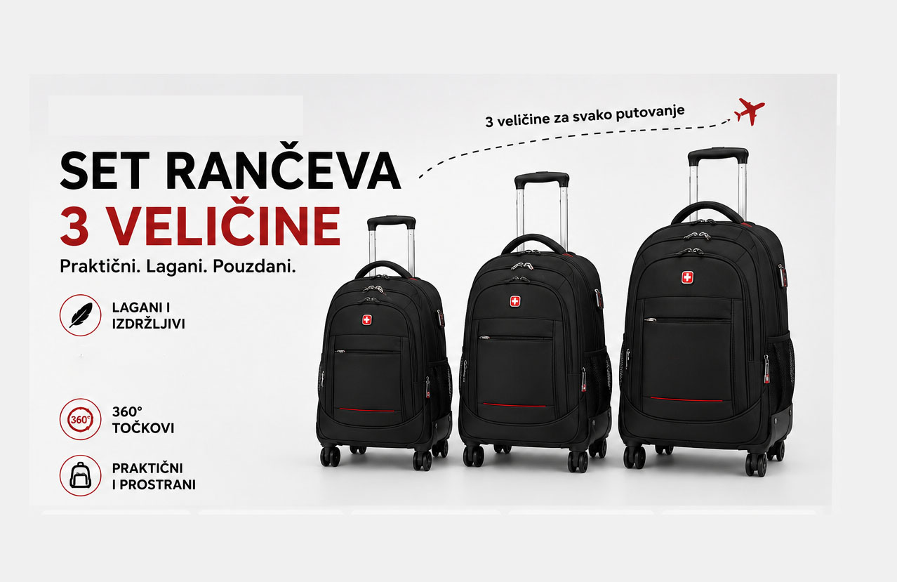 RANAC SA SKIDAJUCIM TOCKICA 3 VELICINE Multifunkcionalni ranac sa skidajućim točkićima - 3 veličine - Slika 1
