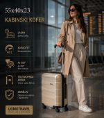 Kabinski kofer 55x40x23 cm UOMOTRAVEL – Plastični kofer za ručni prtljag - Slika 2