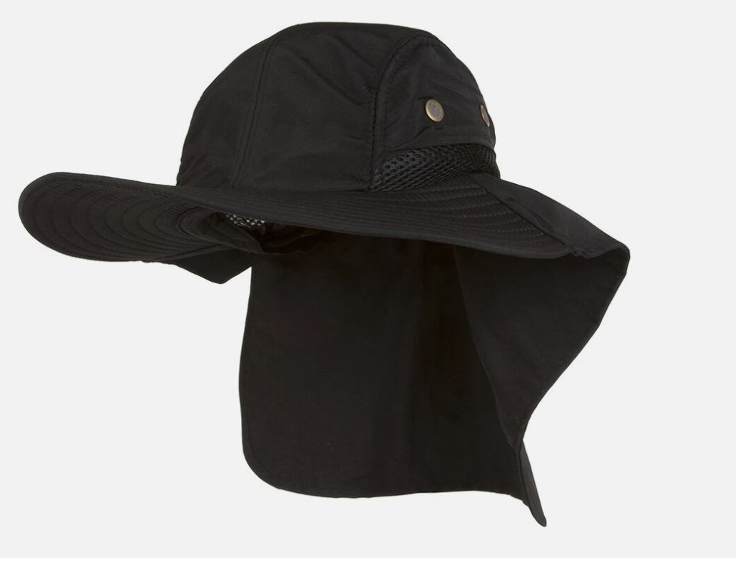 crni sesir sa zastitom za vrat