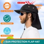 sesir sa dodatnom zastitom od sunca UV UPF 50 crni beli vodootporan