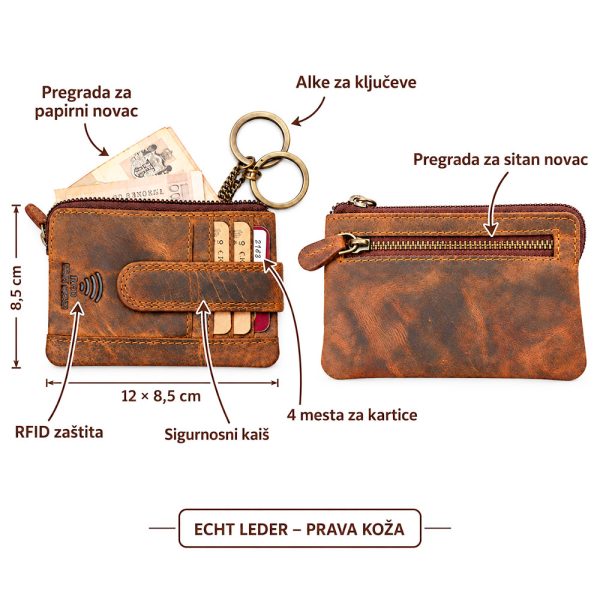 Muški kožni novčanik za kartice HUNTER sa RFID zaštitom